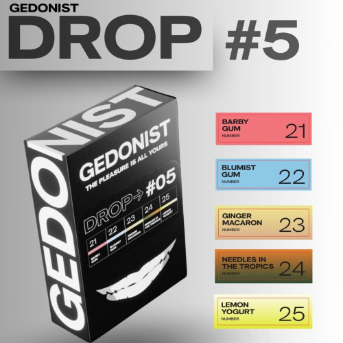 Tobacco Gedonist Drop Box № 05 (Barby Gum, Blumist Gum, Ginger Macaron, Needles in the Tropics, Lemon Yogurt)