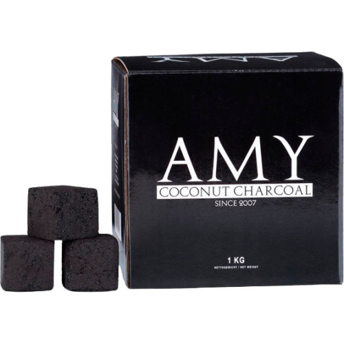 Кокосовый уголь Amy Deluxe 1 кг (64 кубика) в упаковке