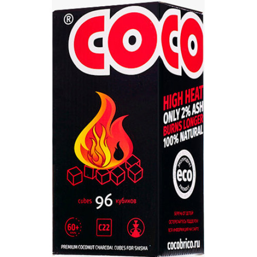 Кокосовый уголь CocoBrico C22 1 кг (96 кубиков) в упаковке