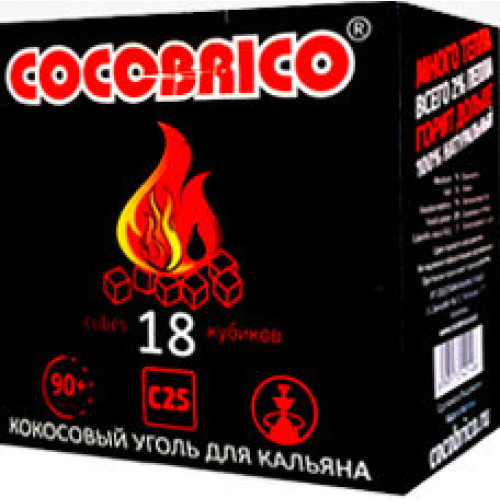Кокосовый уголь CocoBrico C25 0.25 кг (18 кубиков) в упаковке