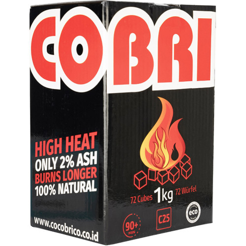 Кокосовый уголь CocoBrico HORECA C25 1 кг (72 кубика) в упаковке
