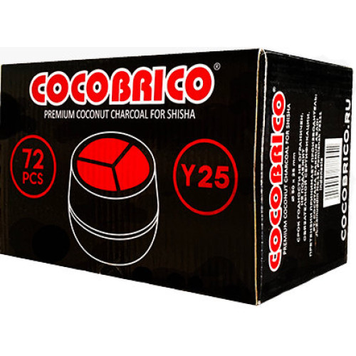Кокосовый уголь CocoBrico Y-TYPE Y25 1 кг (72 кубика) в упаковке