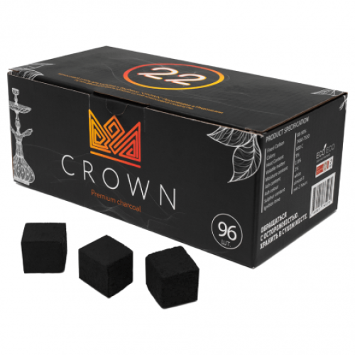 Кокосовый уголь Crown 22 1 кг (96 кубиков) в упаковке