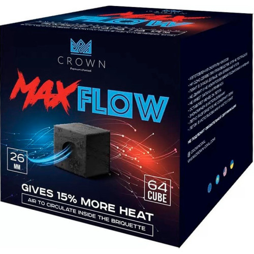 Кокосовый уголь Crown Maxflow 1 кг (64 кубика) в упаковке