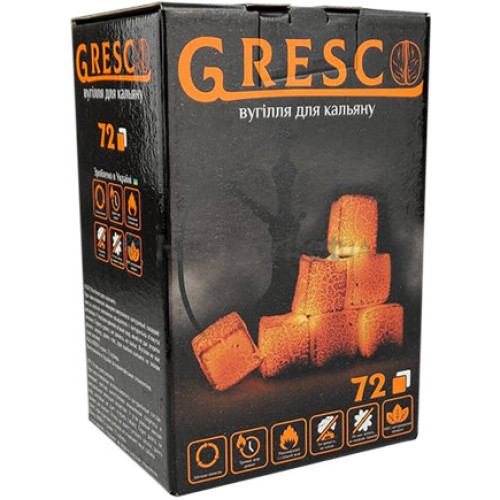Ореховый уголь Gresco 1 кг (72 кубика) в упаковке