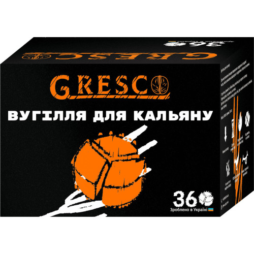 Ореховый уголь Gresco Kaloud 0.5 кг (36 кубиков) в упаковке