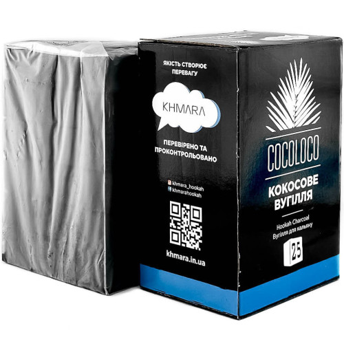 Кокосовый уголь Khmara Cocoloco 1 кг (72 кубика) в упаковке