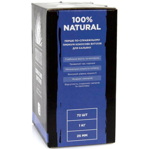 Кокосовый уголь Khmara Cocoloco 1 кг (72 кубика) в упаковке