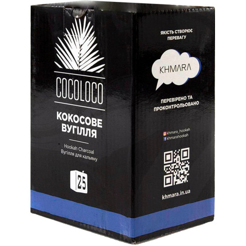 Кокосовый уголь Khmara Cocoloco 1 кг (72 кубика) в упаковке