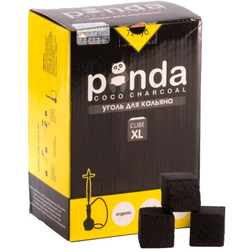 Кокосовый уголь Panda Yellow 1 кг (72 кубика) в упаковке