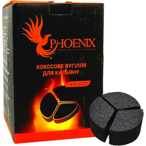 Кокосовый уголь Phoenix Kaloud 1 кг (72 кубика) в упаковке