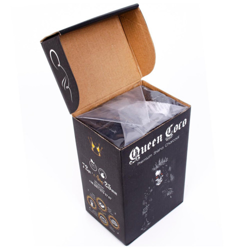 Кокосовый уголь Queen Coco 1 кг (72 кубика) в упаковке