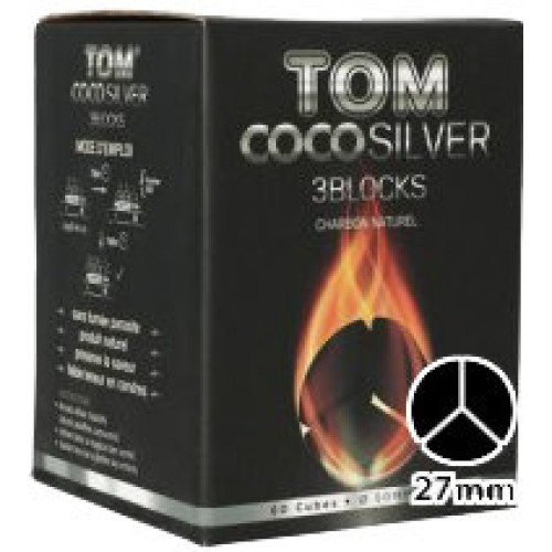 Кокосовый уголь Tom Coco Silver 1 кг (60 кубиков) в упаковке