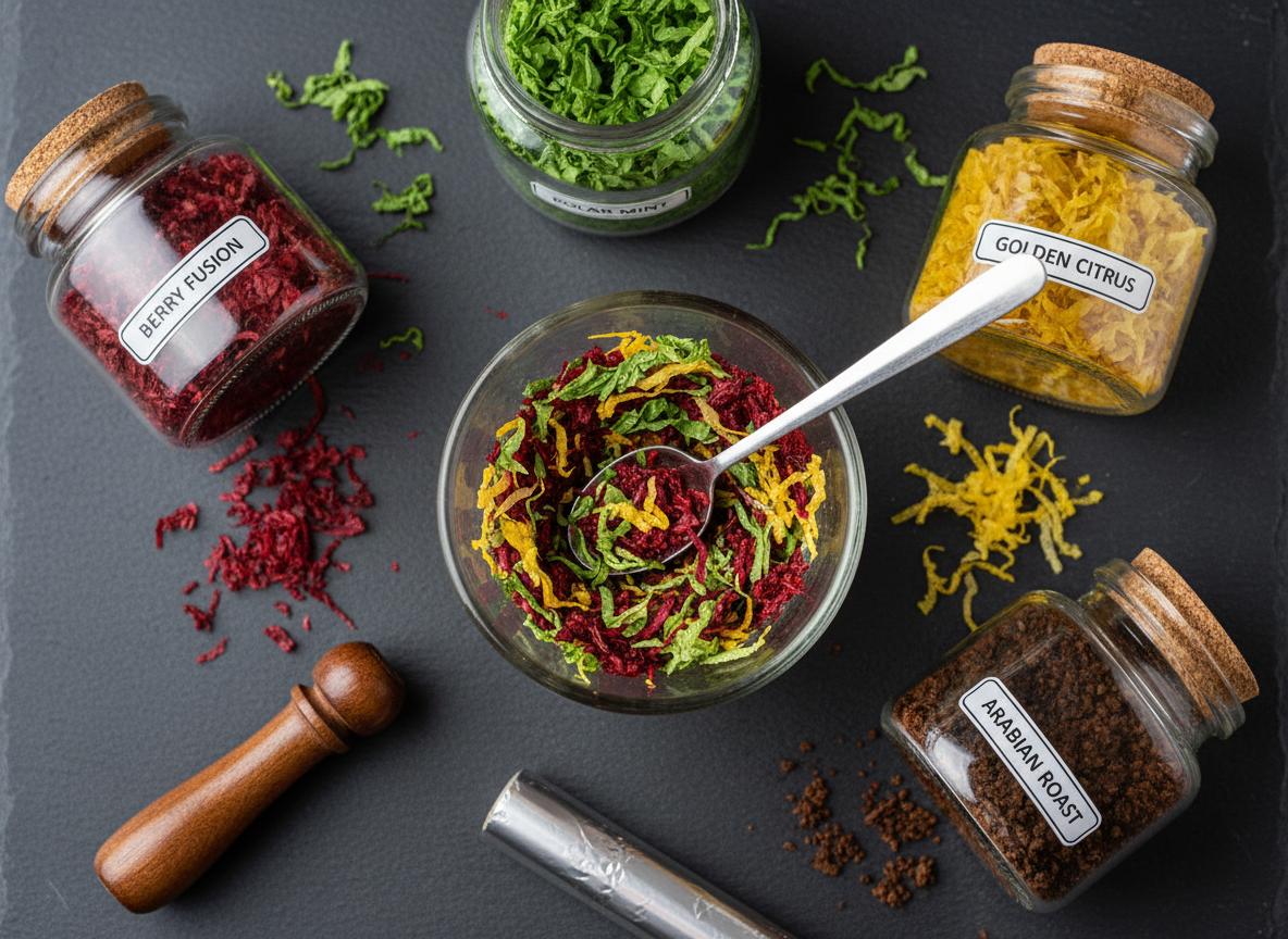 Стеклянные баночки с разноцветным табаком для кальяна — миксы и ароматы
